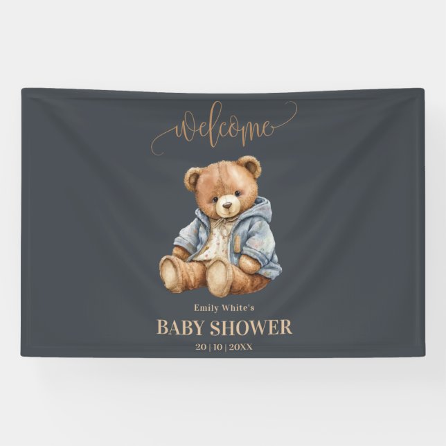 Teddy Bear Baby Shower Invitation Can Bearly Wait  Banner (Horizontal)