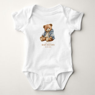 Teddy Bear Baby Shower Invitation Can Bearly Wait Bodysuit