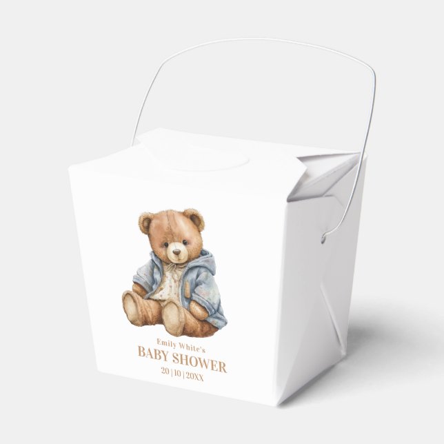 Teddy Bear Baby Shower Invitation Can Bearly Wait  Favour Box (Front Side)
