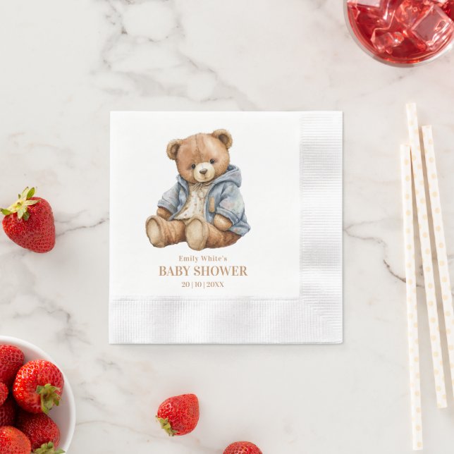 Teddy Bear Baby Shower Invitation Can Bearly Wait  Napkin (Insitu)