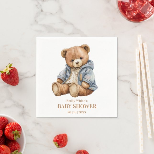 Teddy Bear Baby Shower Invitation Can Bearly Wait  Napkin (Insitu)