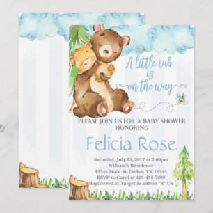 Teddy Bear Baby Shower Invitation Invite Blue Boy
