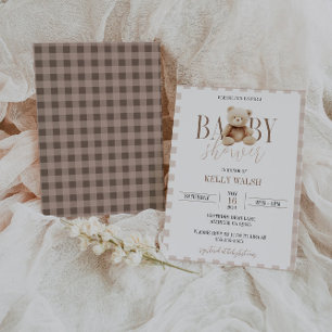 Teddy Bear Baby Shower Invitation Neutral Bear