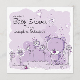 Teddy Bear Baby Shower Invitation - Purple