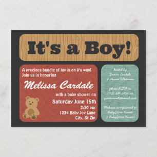 Teddy Bear Baby Shower Invitations Boy