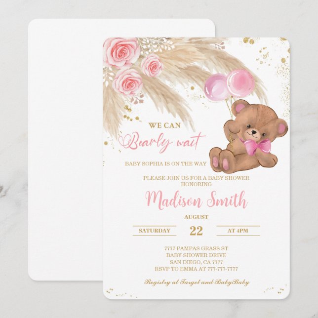 Teddy Bear Baby Shower Invite (Front/Back)