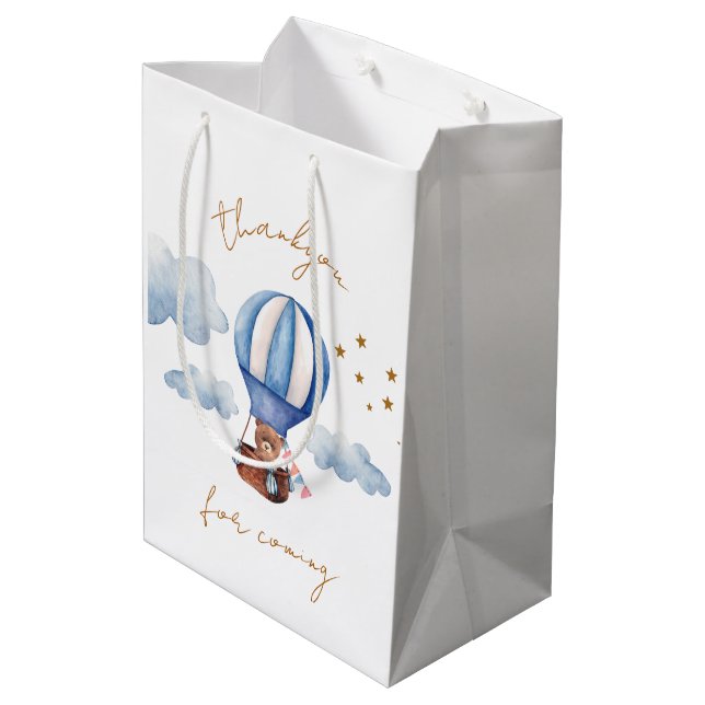 Teddy Bear Baby Shower Medium Gift Bag (Back Angled)