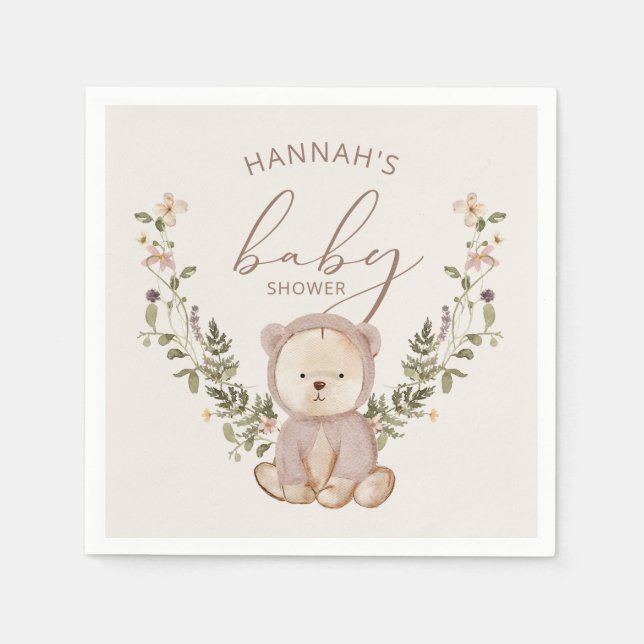Teddy Bear Baby Shower Napkin (Front)