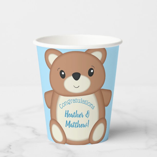 Teddy Bear Baby Shower Paper Cups (Front)
