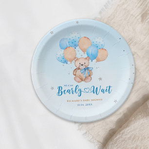 Teddy bear baby shower paper plate