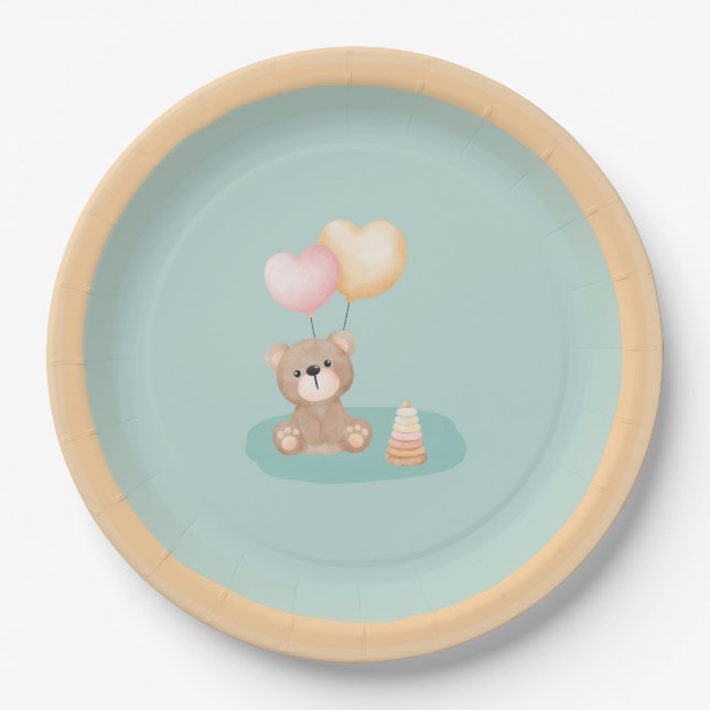 Teddy Bear Baby Shower - Paper Plates (Front)