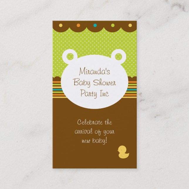 Teddy Bear Baby Shower Party Planner Business Card (Front)