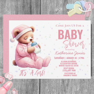 Teddy Bear Baby Shower Pink Girl  Invitation