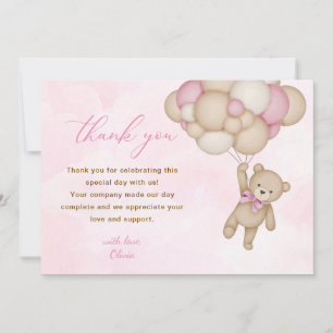 Teddy Bear Baby Shower Pink Thank You Card