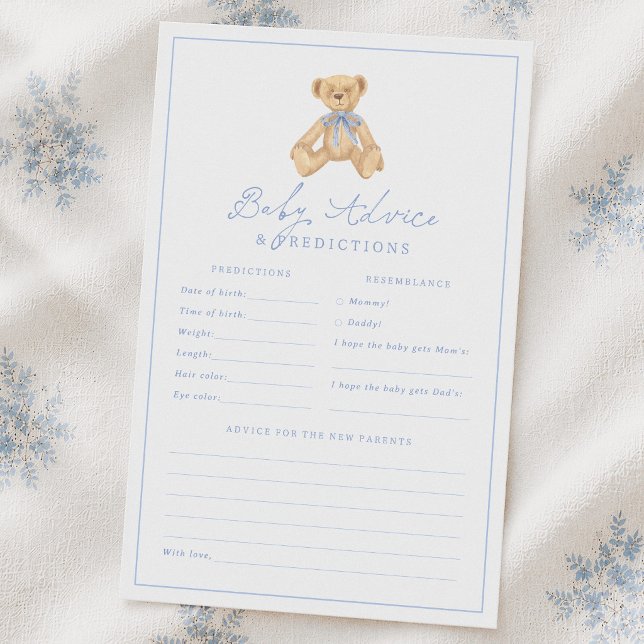 Teddy Bear Baby Shower Predictions & Advice Game (Creator Uploaded)