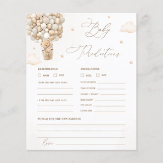 Teddy Bear Baby Shower Predictions and Advice Game