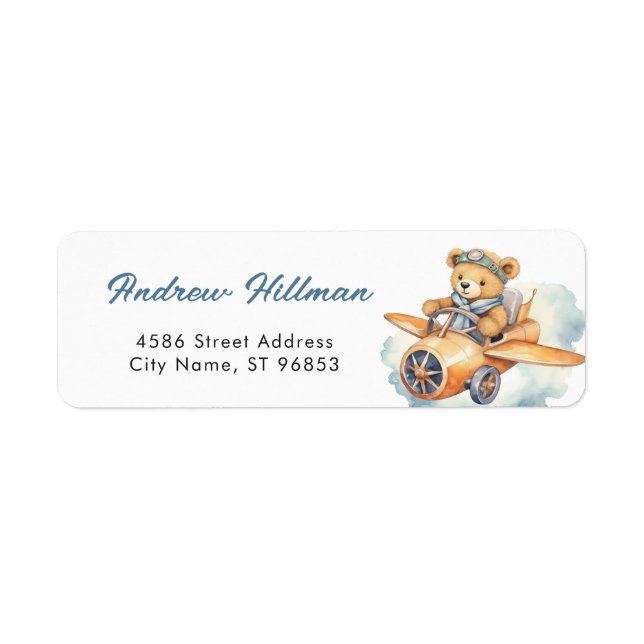 Teddy Bear Baby Shower Return Address Label (Front)