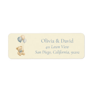 Teddy Bear Baby Shower Return Address Labels
