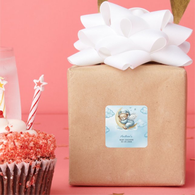 Teddy Bear Baby Shower Square Sticker (Party)