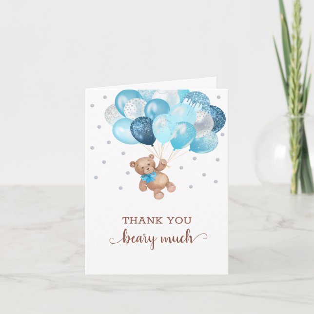 Teddy Bear Baby Shower Thank You Beary Much Card (Front)