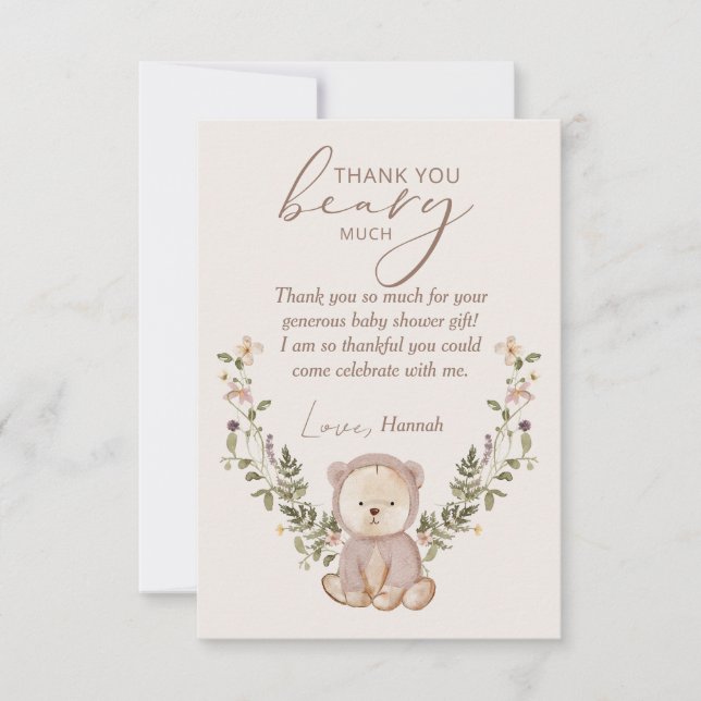 Teddy Bear Baby Shower Thank You Card (Front)