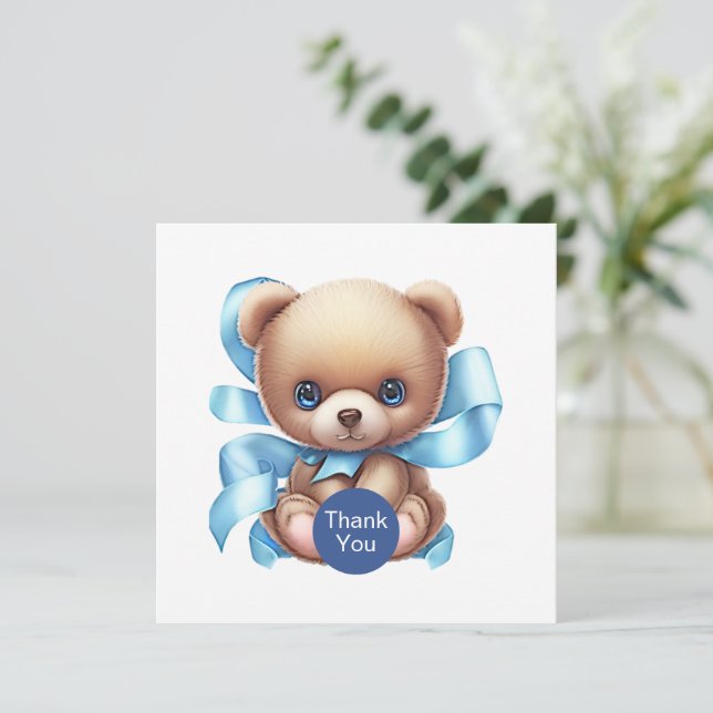 Teddy Bear Baby Shower Thank You Card (Standing Front)