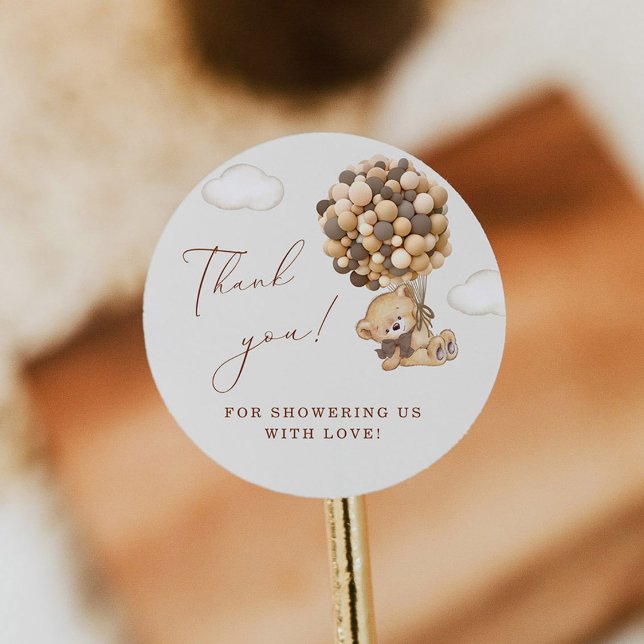 Teddy Bear Baby Shower Thank You  Classic Round Sticker (Creator Uploaded)