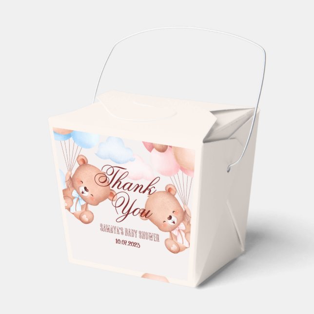 Teddy Bear Baby Shower Thank You Favour Boxes (Front Side)