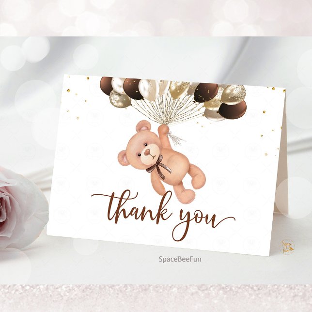 Teddy Bear Baby Shower We can barely wait  Thank You Card (Teddy Bear Baby Shower Thank You Card, We Can Barely Wait Thank You, Baby Shower Thank You Card, Bea)