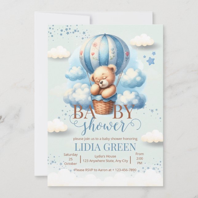 Teddy Bear Baby Shower We Can Bearly Wait Baby Boy Invitation (Front)