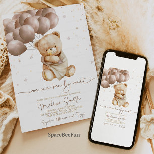 Teddy Bear Baby Shower We can bearly wait Invitation