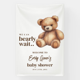 Teddy Bear Baby Shower We Can Bearly Wait minimal Banner