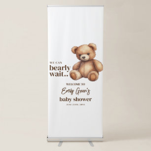 Teddy Bear Baby Shower We Can Bearly Wait minimal Retractable Banner