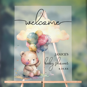 Teddy Bear Baby Shower Welcome Acrylic Sign