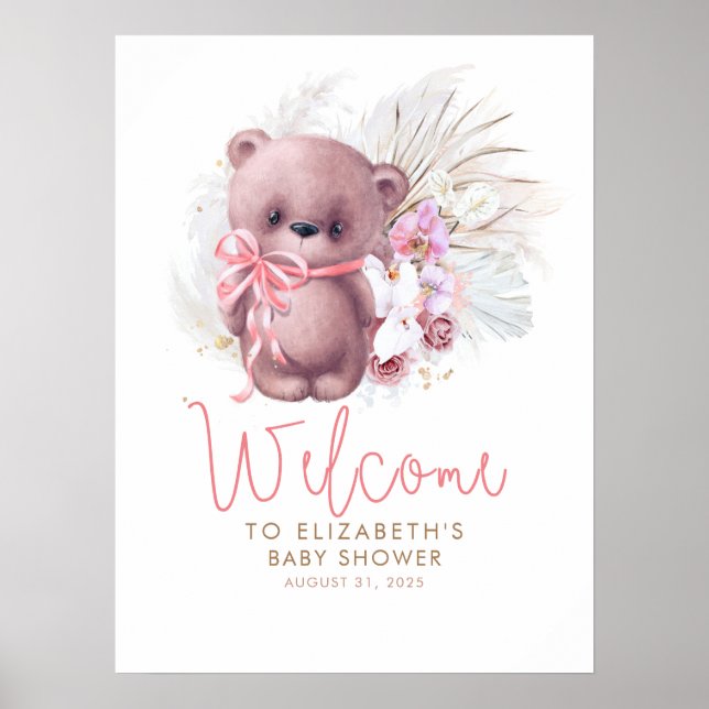 Teddy Bear Baby Shower Welcome Sign (Front)