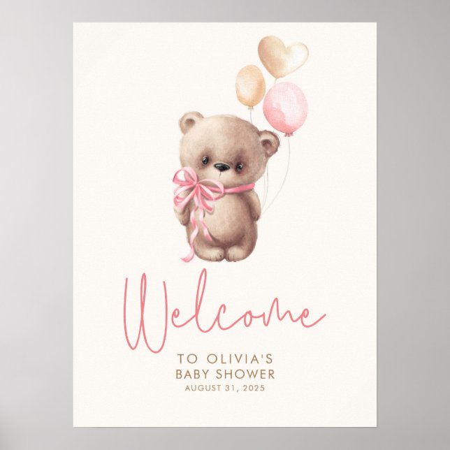 Teddy Bear Baby Shower Welcome Sign (Front)