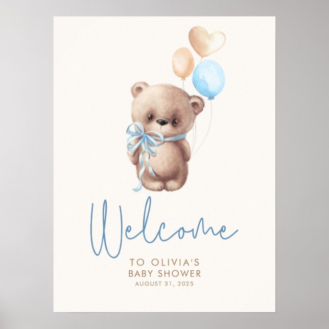 Teddy Bear Baby Shower Welcome Sign (Front)