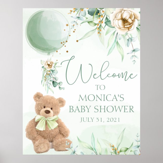 Teddy Bear Baby Shower Welcome Sign (Front)