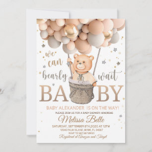  Teddy Bear Baby shower with Balloons invitation