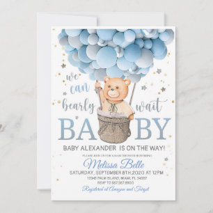 Teddy Bear Baby shower with Balloons Teddy Bear Invitation