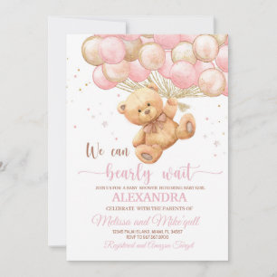 Teddy Bear Baby shower with Balloons Teddy Bear Invitation