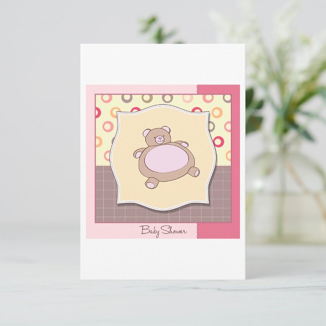 Teddy Bear Baby Shower with Retro Circles  Invitation (Creator Uploaded)
