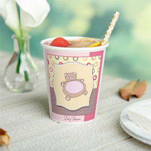 Teddy Bear Baby Shower with Retro Circles Paper Cups