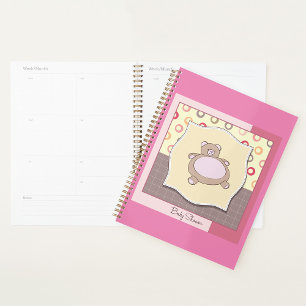 Teddy Bear Baby Shower with Retro Circles  Planner