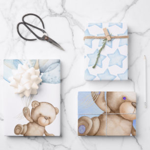 Teddy Bear Baby Shower Wrapping Paper Sheets