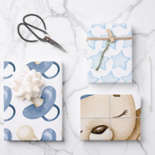 Teddy Bear Baby Shower Wrapping Paper Sheets