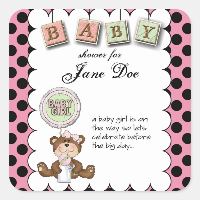 Teddy Bear Baby Square Sticker (Front)