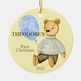 Teddy Bear Baby's First  Ceramic Tree Decoration