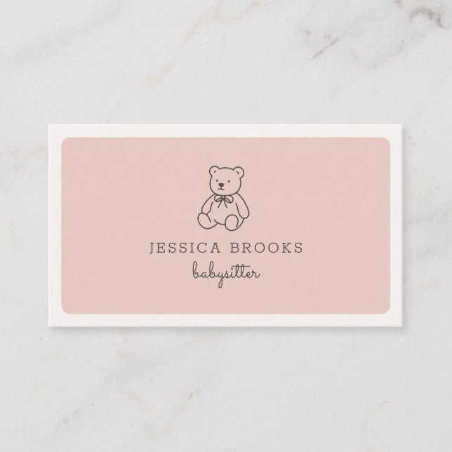 Teddy bear, babysitter, children daycare  business card (Front)