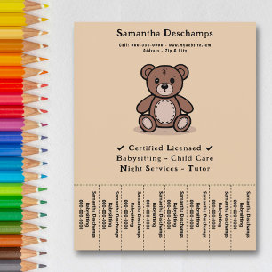 Teddy Bear - Babysitter Tear Off Strips Flyer
